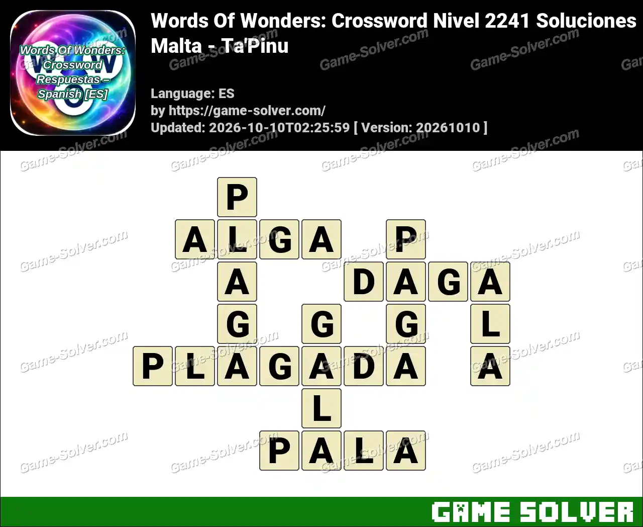 Words Of Wonders: Crossword Nivel 2241 Soluciones – Malta – Ta’Pinu